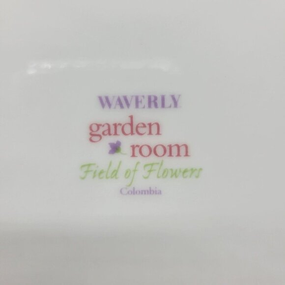 2 Waverly Garden Room Field Of Flowers Salad Plate 8.25" Purple Floral Striped - Picture 5 of 12